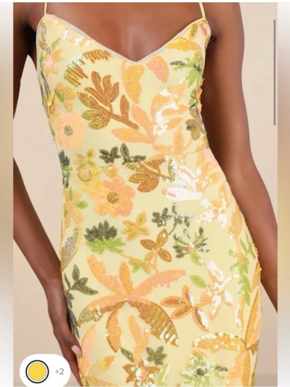 Lulus Sequin Yellow Floral Maxi Dress - Picture 2 of 3